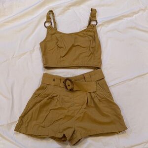 American Eagle Outfitters High Waist Tan Shorts Set